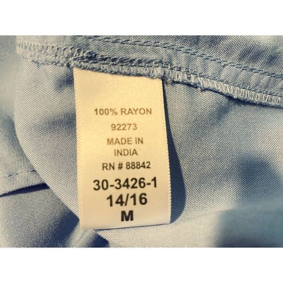 Woman Within Generously Sized Blue Rayon LS Button Front Shirt Blouse 14/16M NEW - Picture 6 of 6